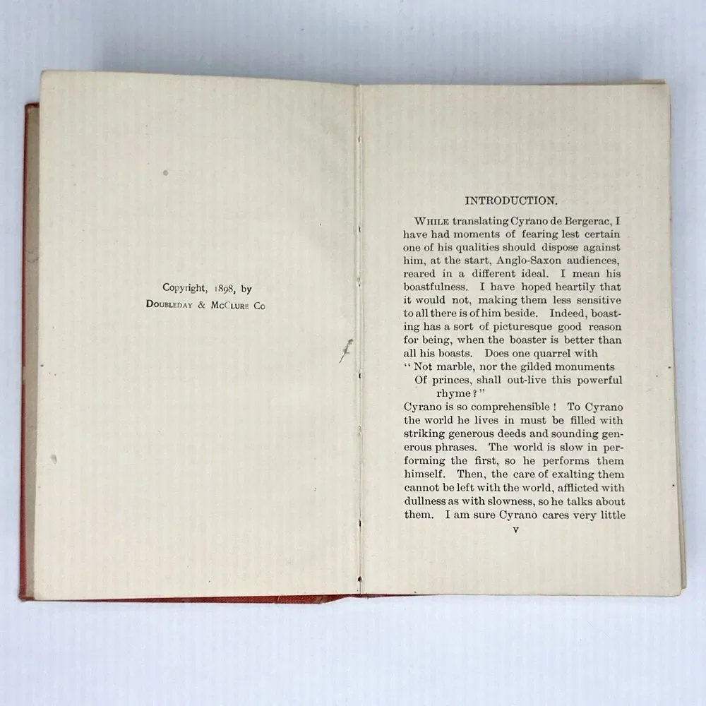 Cyrano DeBergerac Edmond‎ Rostand 1898 Hard Cover Book